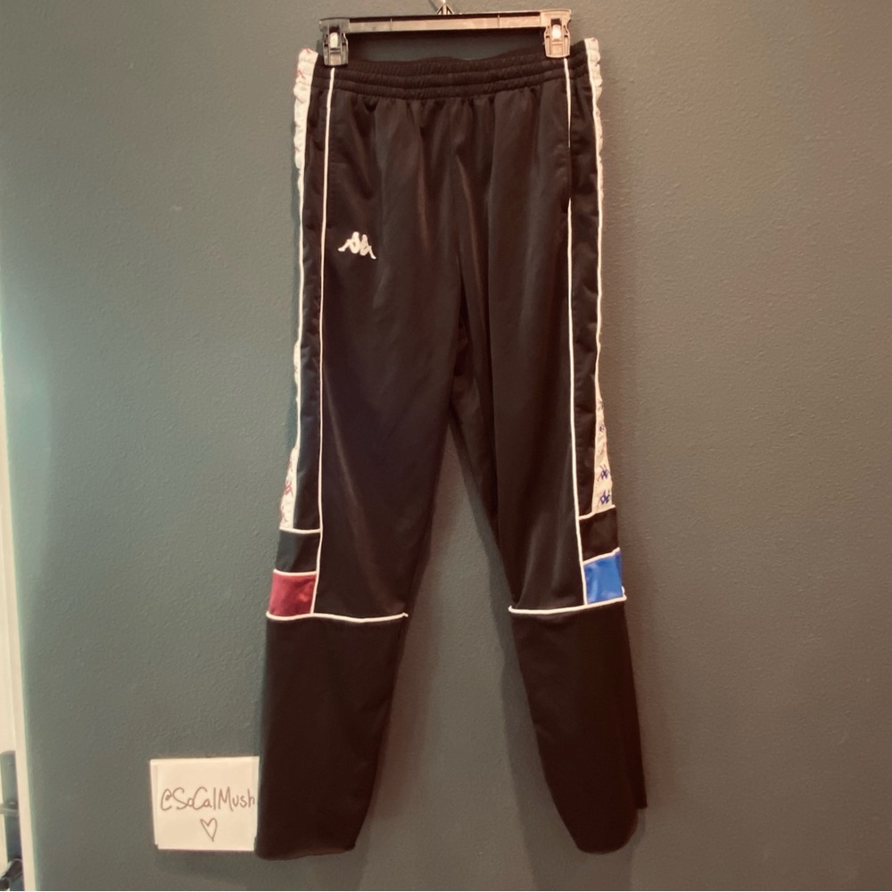 Kappa vintage logo black sweatpants joggers Y2K size XL side detail streetwear